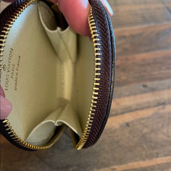 Brown and Gold Monogram Round Pouch - Picture 2 of 5